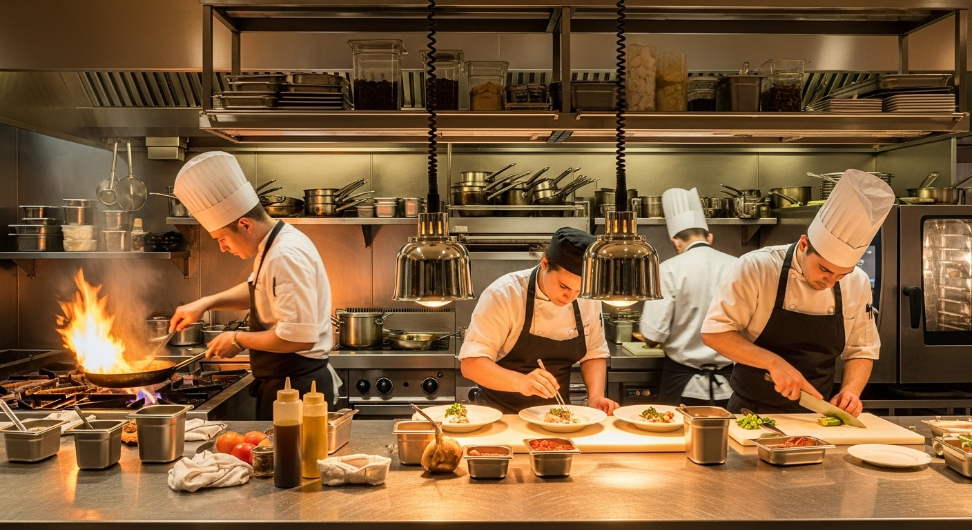 Busy restaurant kitchen